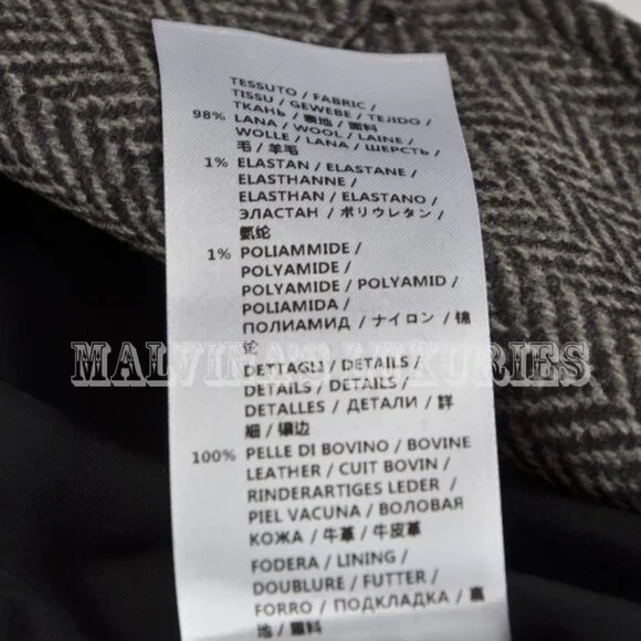 GUCCI COAT GREY WOOL HERRINGBONE DOUBLE BREASTED LONG JACKET IT42/ US6